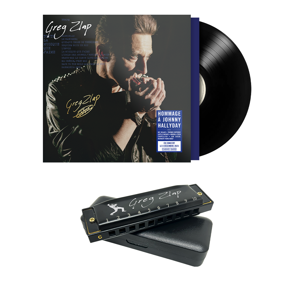 PACK VINYLE DÉDICACÉ + HARMONICA BLUESBAND NOIR (en Do)