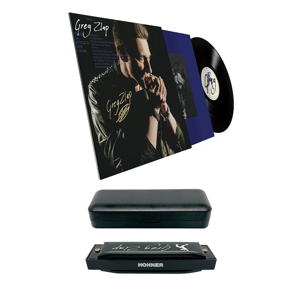 PACK VINYLE DÉDICACÉ + HARMONICA BLUESBAND NOIR (en Do)