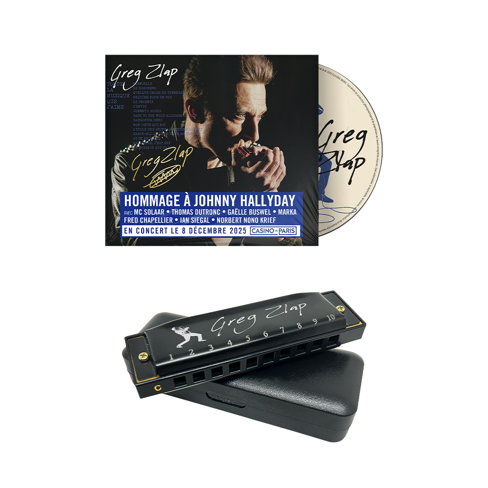 PACK CD DÉDICACÉ + HARMONICA BLUESBAND NOIR (en Do)
